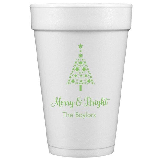 Starred Christmas Tree Styrofoam Cups